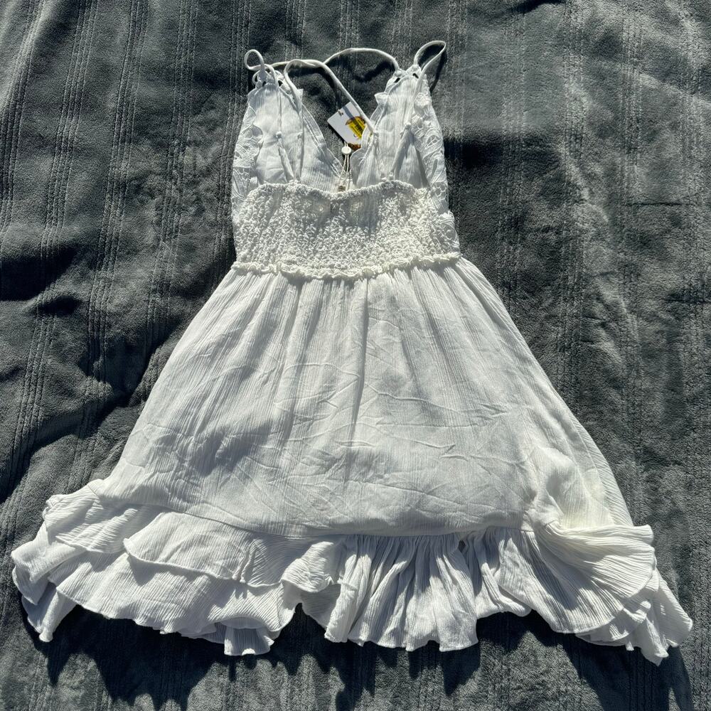 NWT C&V Chealsea & Violet Boho White Strappy Lace Mini Slip Dress Women’s XS - Picture 8 of 13